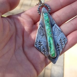 Handmade sterling silver australian opal necklace